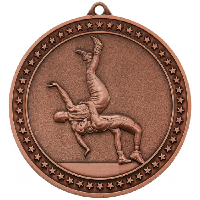70MM X 6MM THICK BRONZE WRESTLING MEDAL